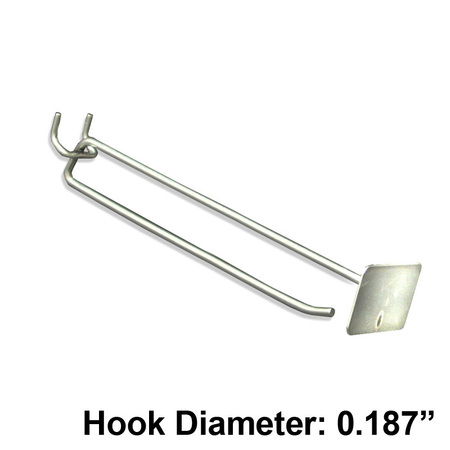 Azar Displays 8" Metal Wire Scan Hook: 0.187" Dia., PK50 700828